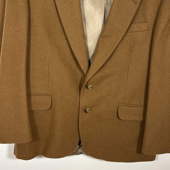Vintage Hunt Valley Men 2 Button Blazer 100% Camel Hair Made in USA 42 Tan Brown - Picture 3 of 8